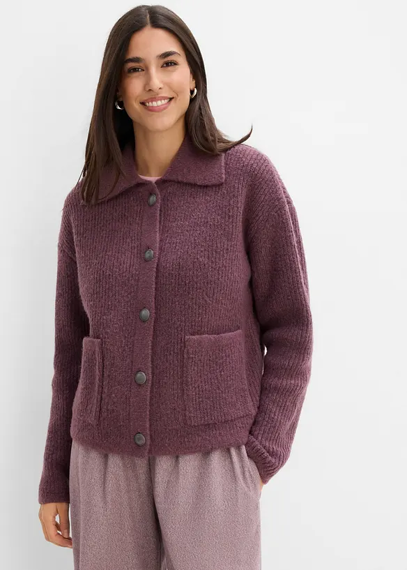 Cardigan i myk ribbestrikk, bonprix