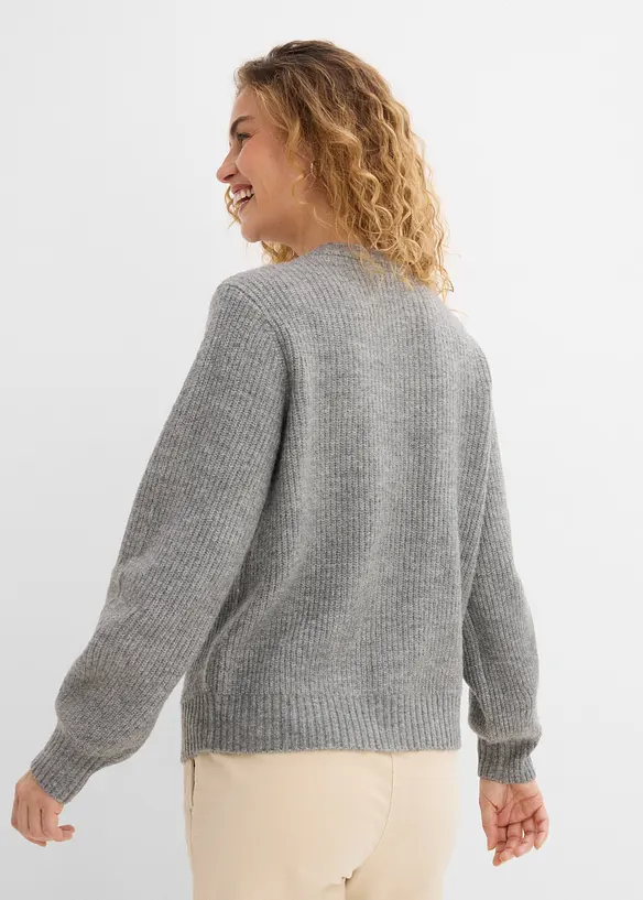 Strikkejakke med hjerteknapper, bonprix
