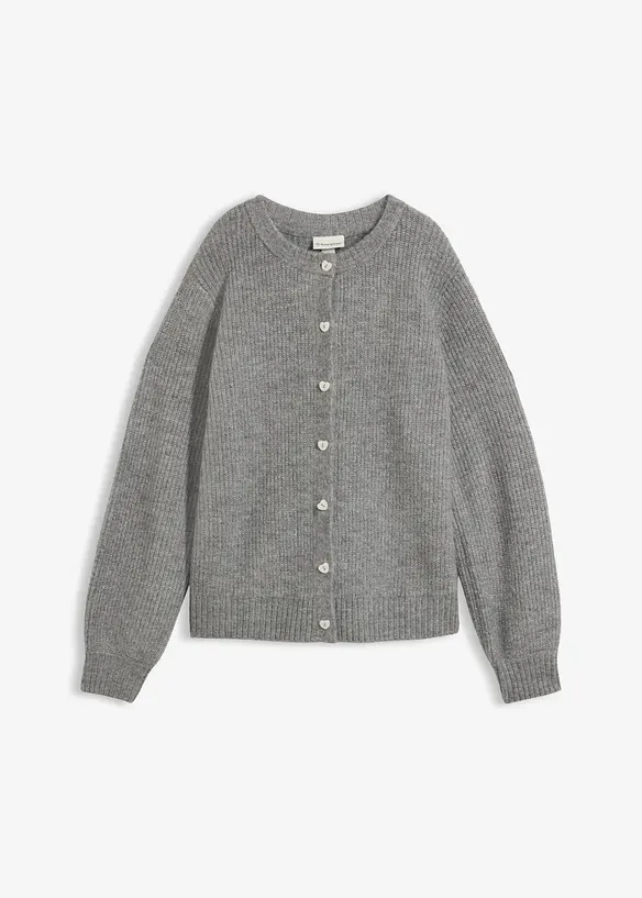 Strikkejakke med hjerteknapper, bonprix