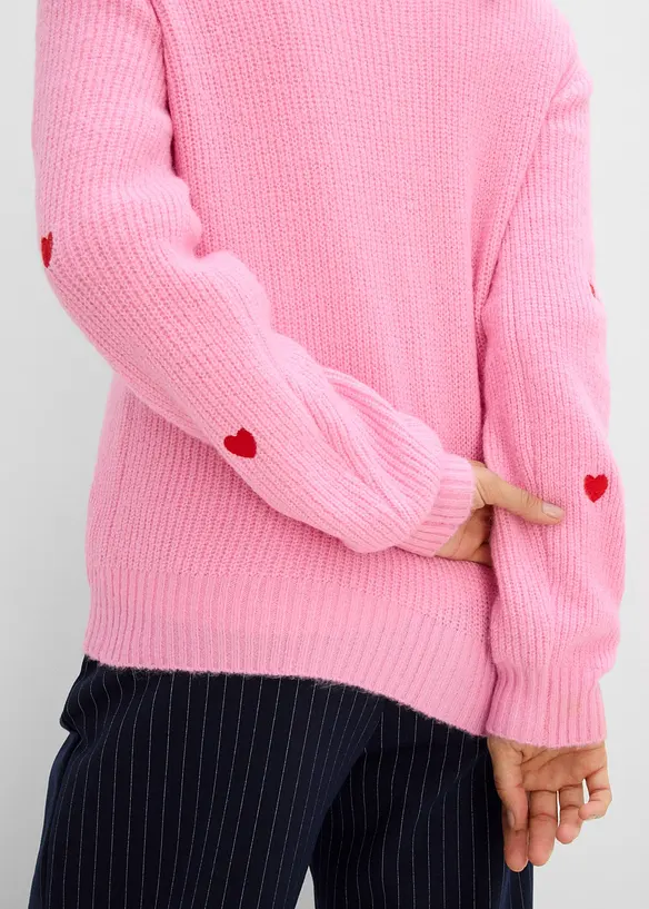 Cardigan med hjertebroderi, bonprix