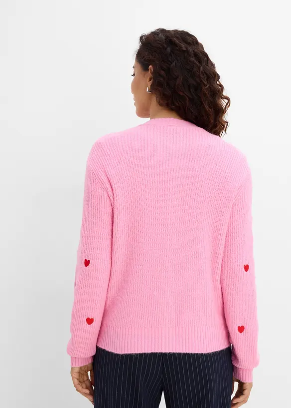 Cardigan med hjertebroderi, bonprix