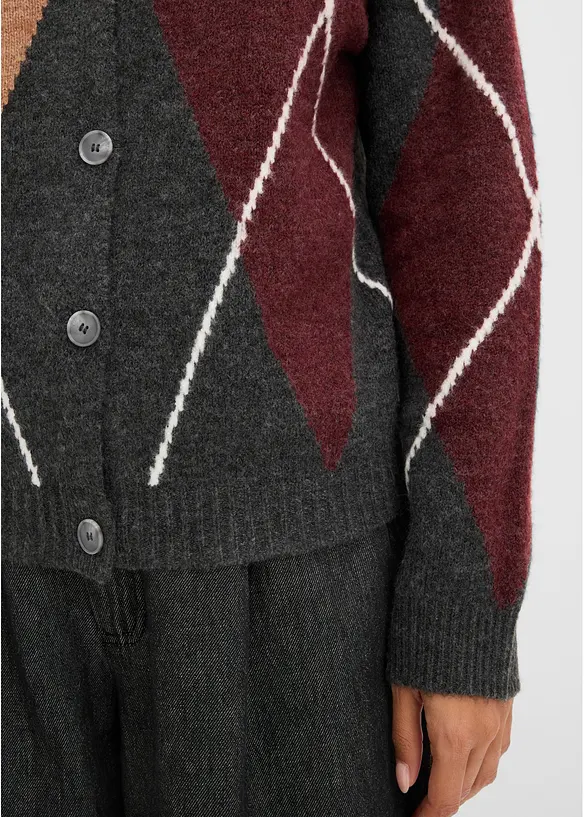Oversized cardigan med jacquardm&oslash;nster, bonprix