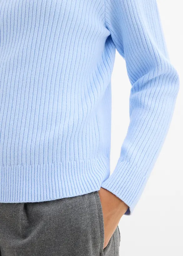 Grovstrikket turtleneck genser med skjerf, bonprix