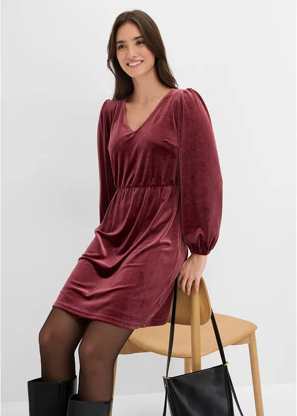 Jerseykjole i myk fl&oslash;yel, bonprix