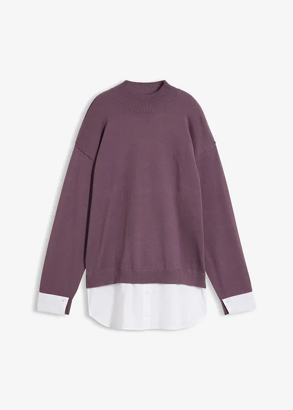 Oversized genser med blusedetaljer, bonprix