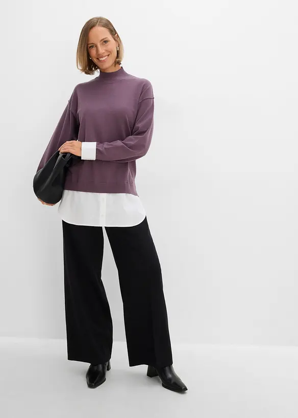 Oversized genser med blusedetaljer, bonprix