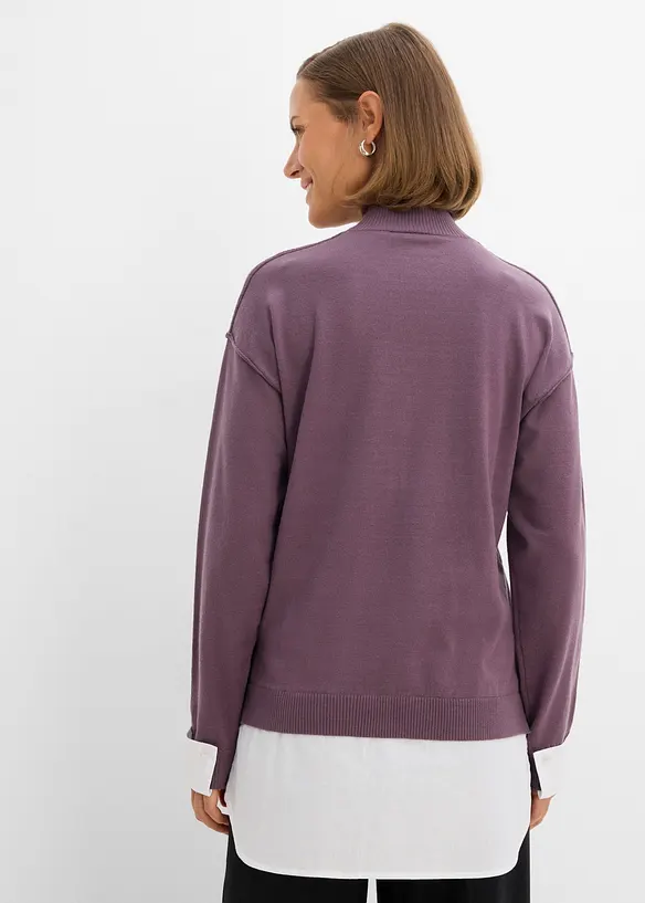 Oversized genser med blusedetaljer, bonprix