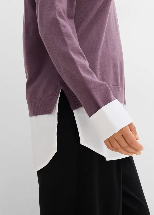 Oversized genser med blusedetaljer, bonprix