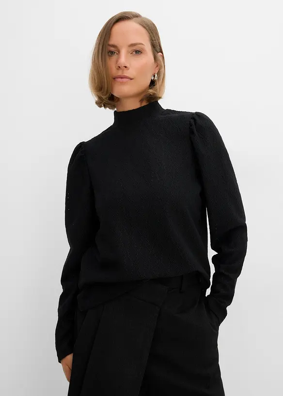 Trikotbluse med puffermer, bonprix