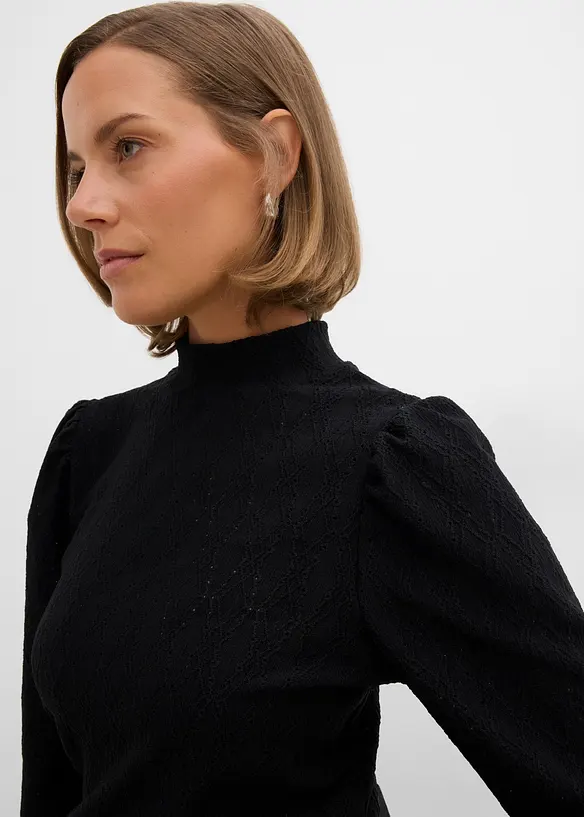 Trikotbluse med puffermer, bonprix