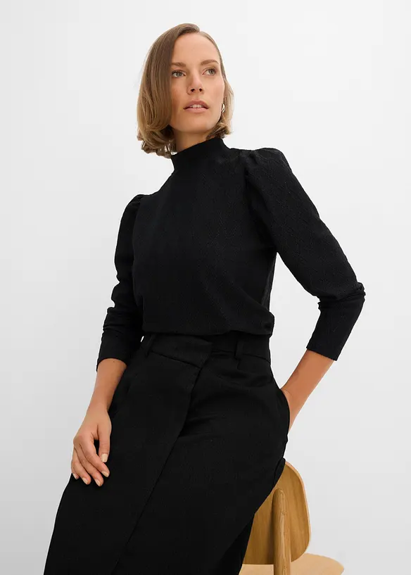 Trikotbluse med puffermer, bonprix