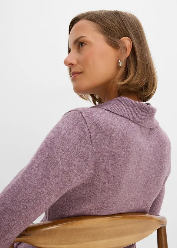 Innsvingt cardigan med fuskepelskrage, bonprix