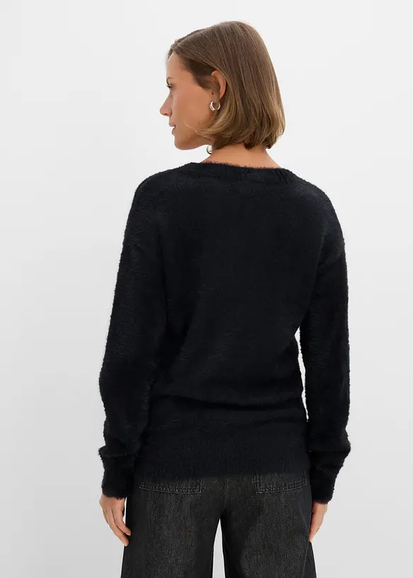 Genser i plysjstil med viskose, bonprix