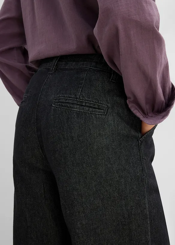Wide leg jeans med legg, bonprix