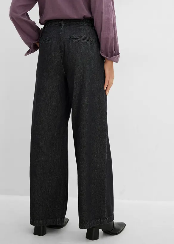 Wide leg jeans med legg, bonprix