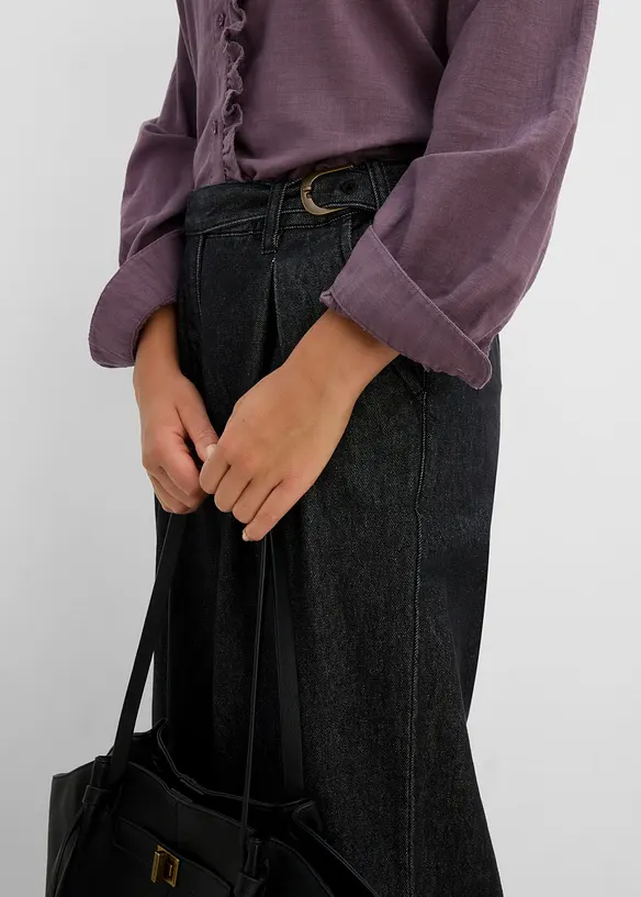 Wide leg jeans med legg, bonprix