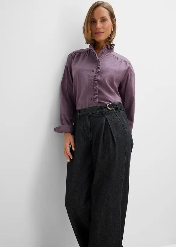 Wide leg jeans med legg, bonprix