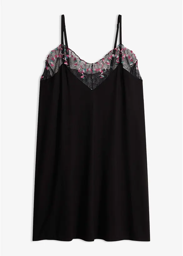 Neglisj&eacute; av myk viskose med delikat broderi, bonprix