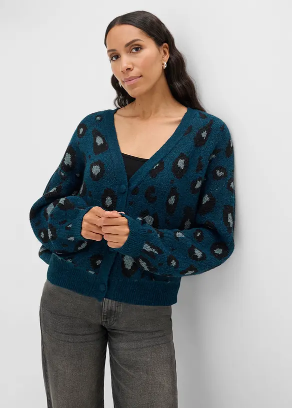 Cardigan med jacquardm&oslash;nster, bonprix