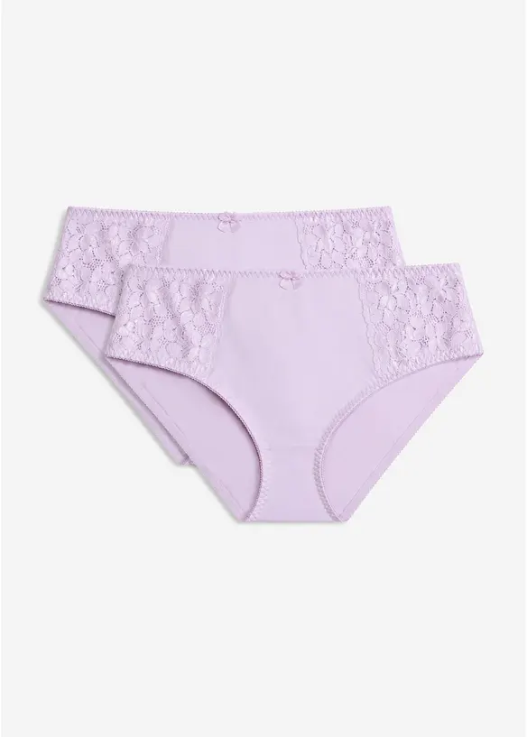 Truse med h&oslash;y midje og nydelige blonder (2-pack), bonprix