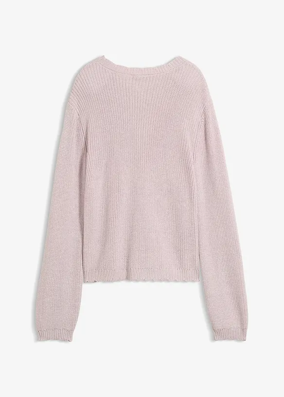 Grovstrikket cardigan i bomullsmiks, bonprix