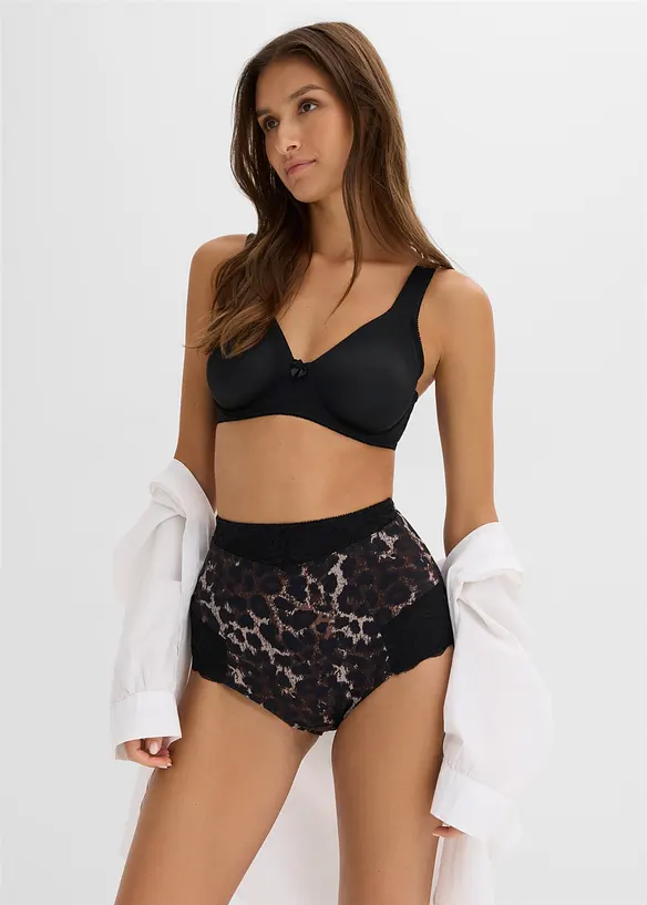 Medium shape truse med h&oslash;y midje og blonder, bonprix