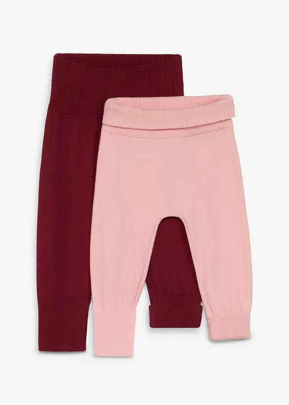 Myk strikkebukse til &aring; vokse i av bomullsmiks (2-pack), bonprix