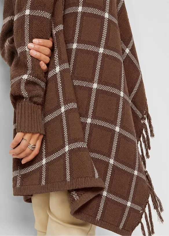 Lang cardigan med frynser, bonprix