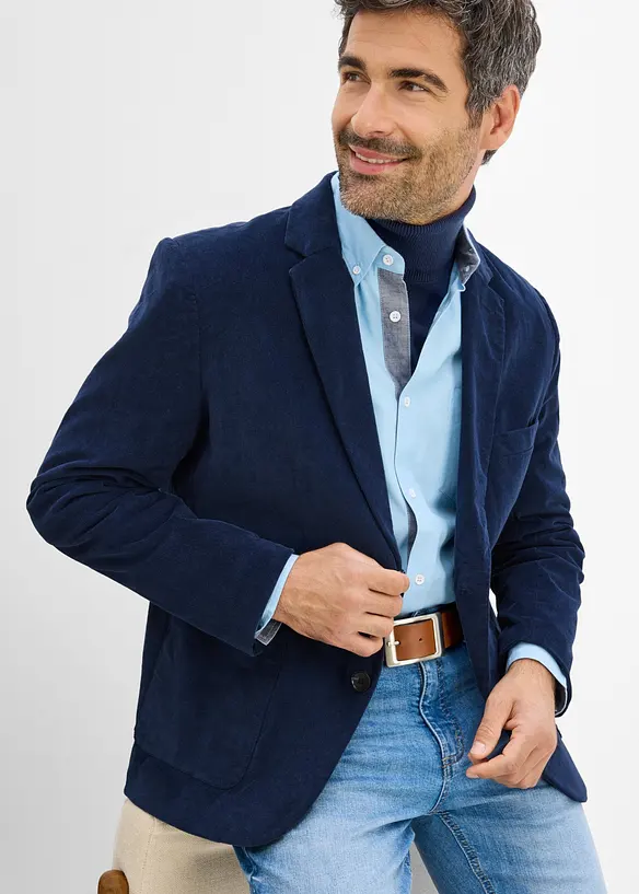 Blazer i kordfl&oslash;yel med stretch og regular fit, bonprix