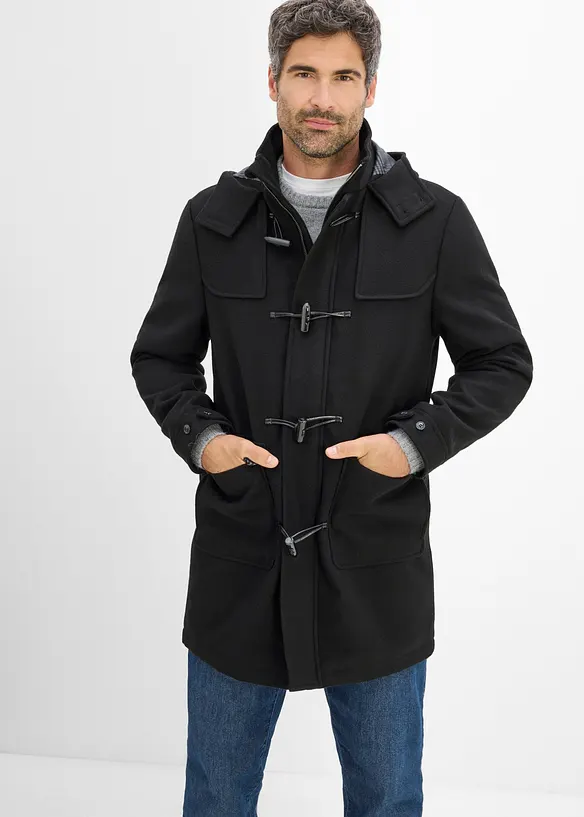 Varmende duffelcoat i ullstil, bonprix