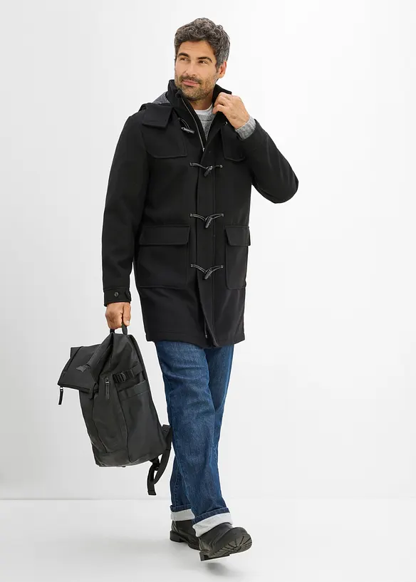 Varmende duffelcoat i ullstil, bonprix