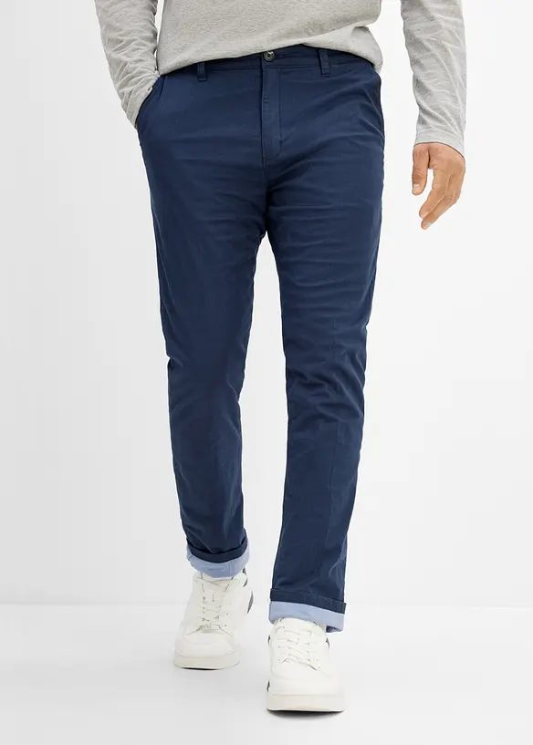 Chinos med regulerbar linning og varmende f&ocirc;r, straight, bonprix