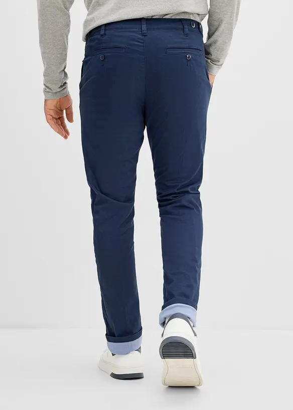 Chinos med regulerbar linning og varmende f&ocirc;r, straight, bonprix