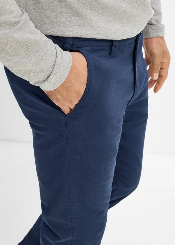 Chinos med regulerbar linning og varmende f&ocirc;r, straight, bonprix
