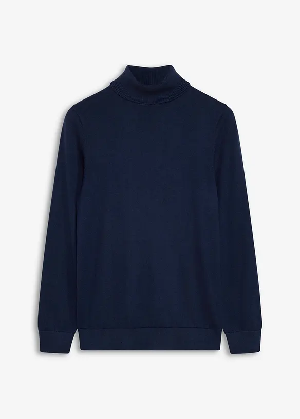 Finstrikket genser med f&oslash;rsteklasses merinoull og rullekrage, slim fit, bonprix