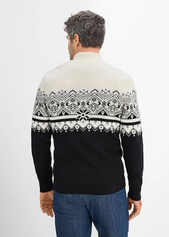 Genser i 100% bomull med kofteinspirert m&oslash;nster, bonprix