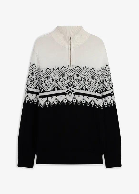 Genser i 100% bomull med kofteinspirert m&oslash;nster, bonprix