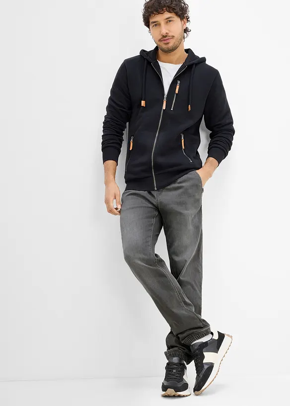 Regular fit denimjoggers med stretchlinning, straight, bonprix