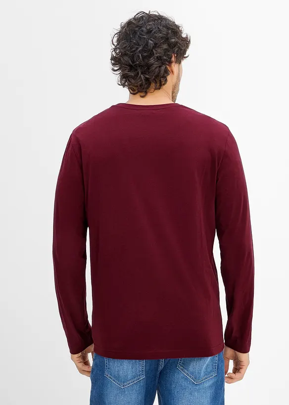 Langermet topp i 100% &oslash;kologisk bomull (2-pack), bonprix