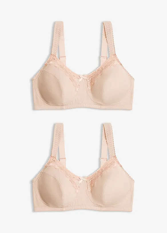 BH uten spiler med &oslash;kologisk bomull (2-pack), bonprix
