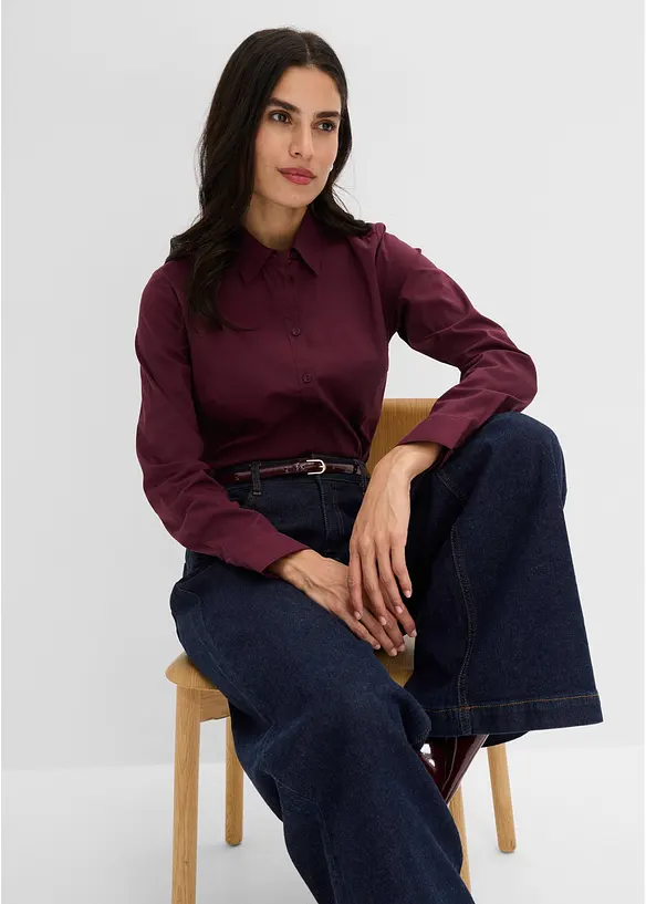 Skjortebluse av fast popelin, bonprix