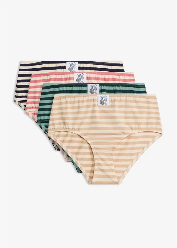 Truse med h&oslash;y midje og myk bomull (4-pack), bonprix