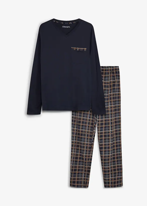 Pyjamas med &oslash;kologisk bomull og lange ermer, bonprix