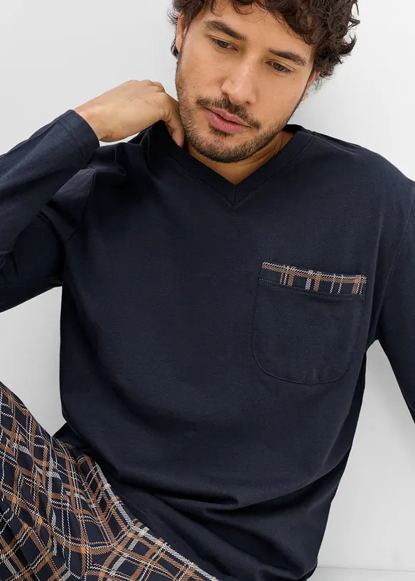 Pyjamas med &oslash;kologisk bomull og lange ermer, bonprix
