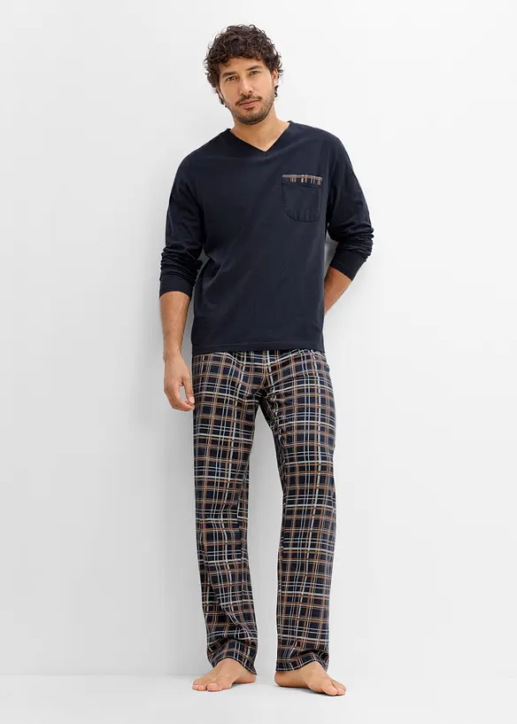 Pyjamas med &oslash;kologisk bomull og lange ermer, bonprix
