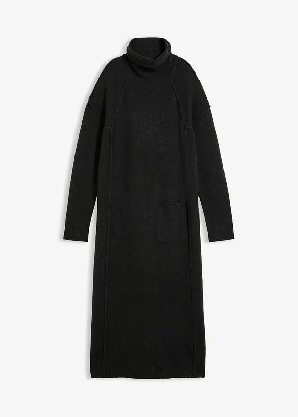 Strikket kjole med rullekrage, bonprix