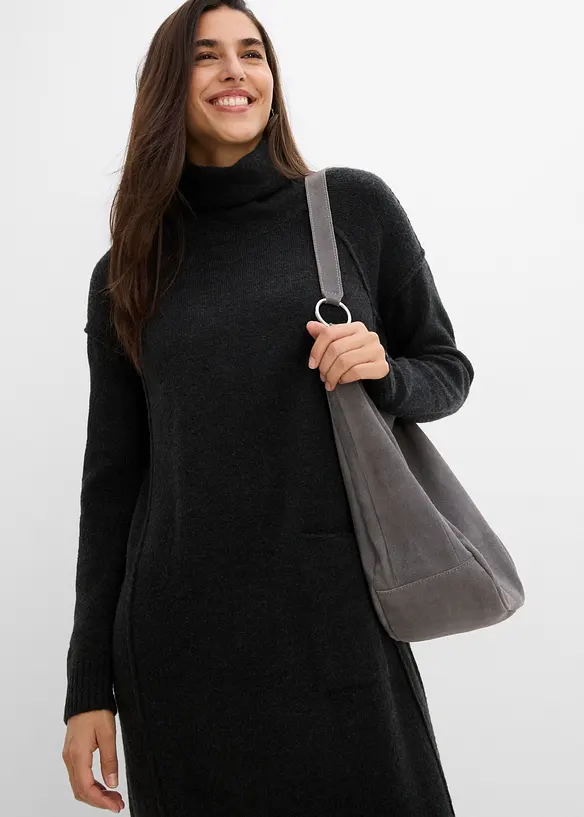 Strikket kjole med rullekrage, bonprix