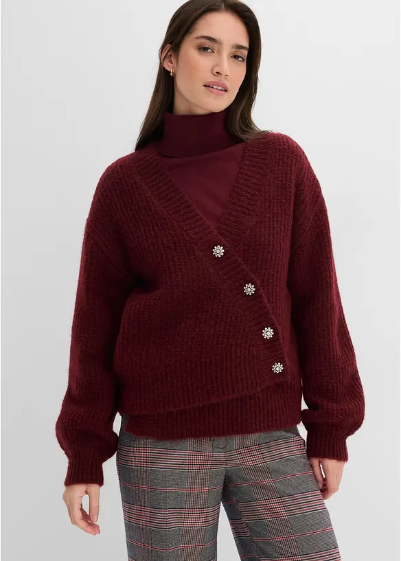 Grovstrikket cardigan i myk garnmiks med ull, bonprix