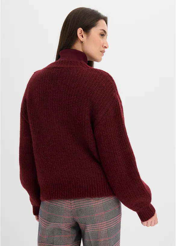 Grovstrikket cardigan i myk garnmiks med ull, bonprix