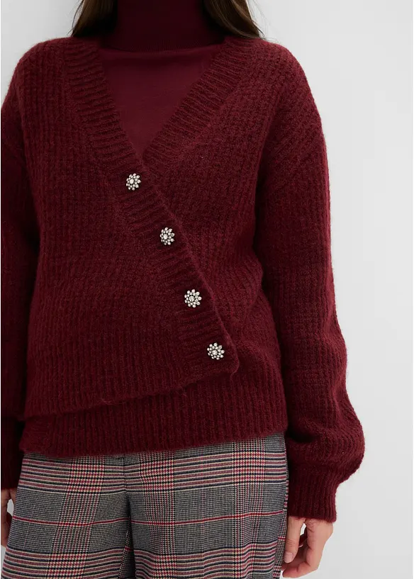 Grovstrikket cardigan i myk garnmiks med ull, bonprix
